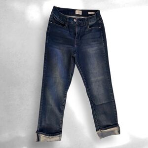 Angels Dark Cropped Blue Straight Leg Jeans